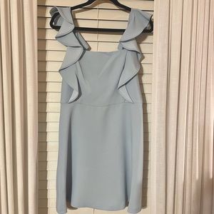 BCBGeneration Powder Blue Cocktail Dress with Ruffle Strap Detailing